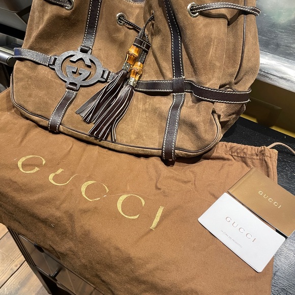 Gucci Handbags - Suede Gucci Handbag - Vintage